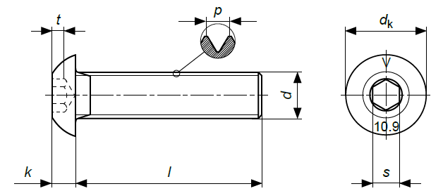 BUTTON 8X16 10.9 ZINCATE 7380           