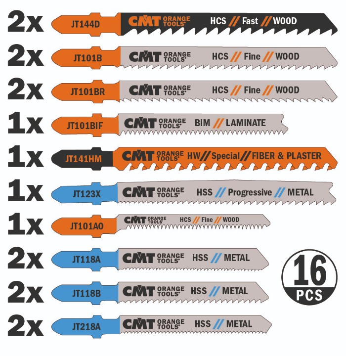 JIG SAW BLADE SET 16PZ JT016            