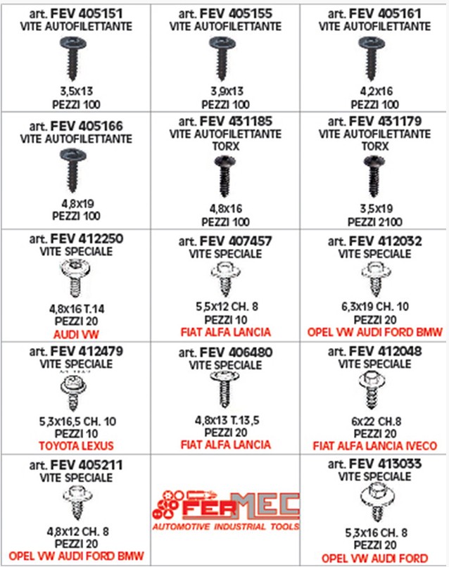 VITE PER VW FORD AUDI OPEL BMW 6,3X19