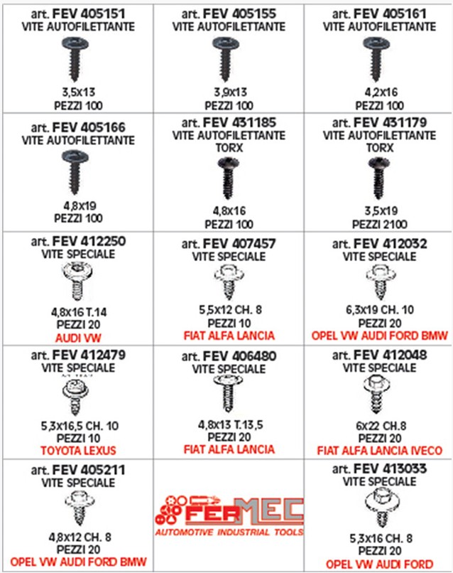 VITE PER VW FORD AUDI OPEL BMW 4,8X12   