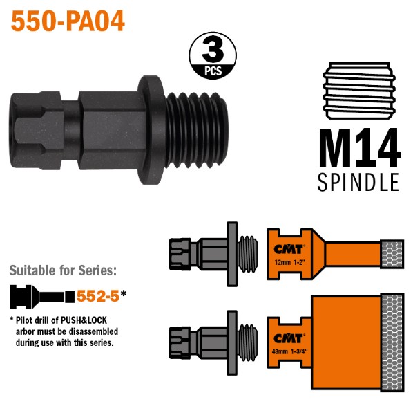 3 PZ ADATTATORI PUSH&LOCK M14 550-PA04
